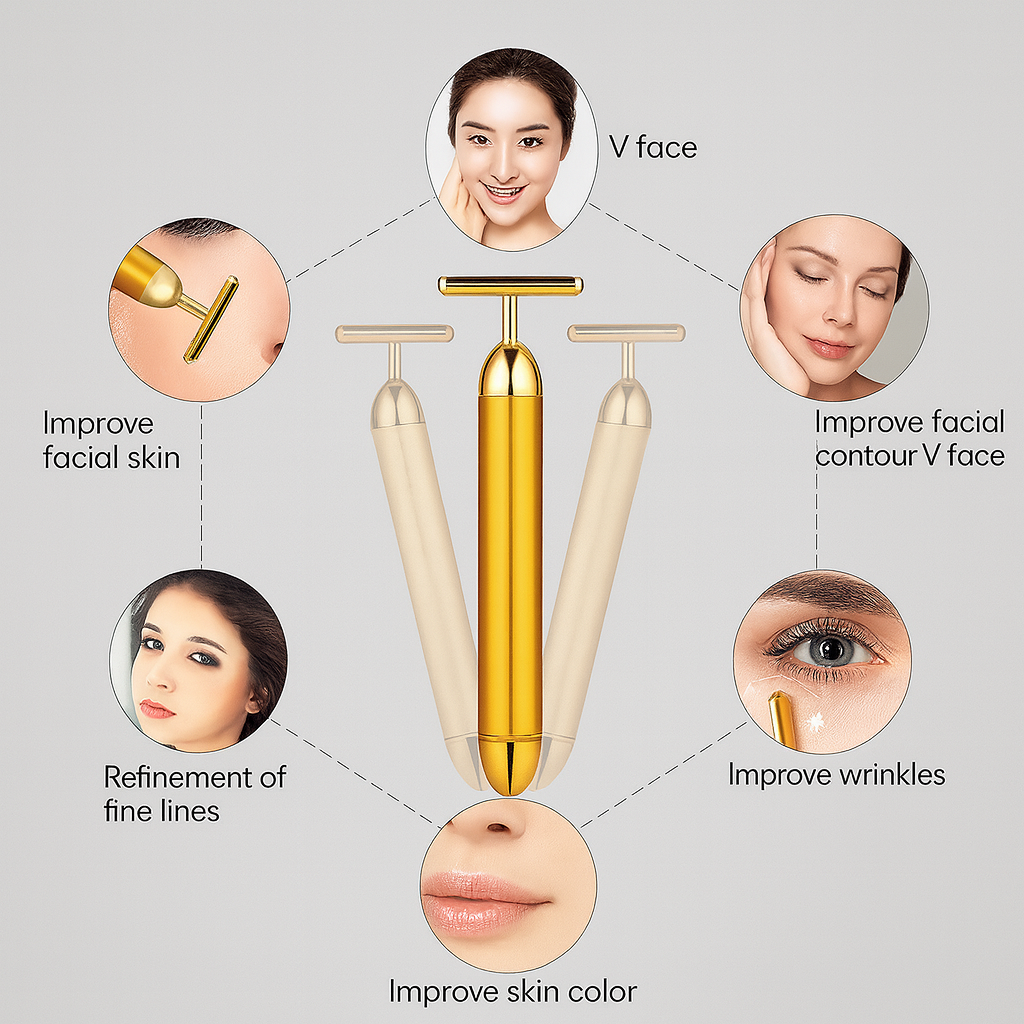 Electric Golden Glow Facial Massager